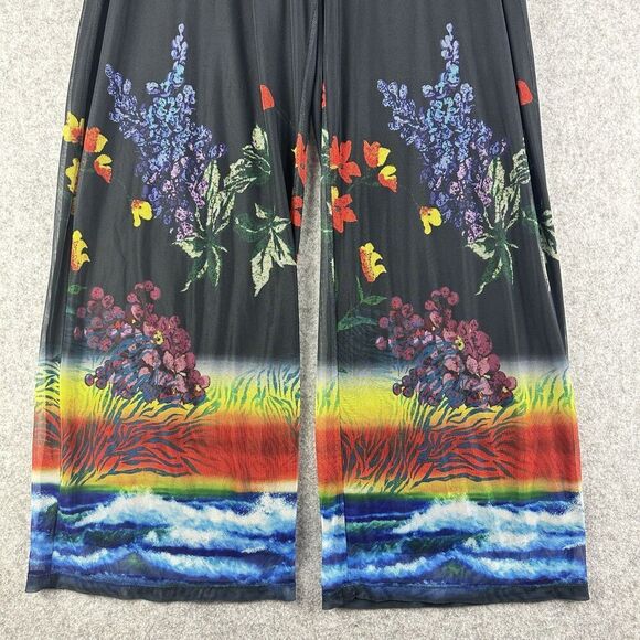 John Mark Chelsea Floral Pants Women XL Wide Leg Pull On Artsy Boho Palazzo Mesh - Picture 6 of 16